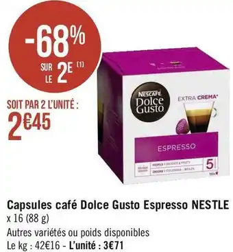 Géant Casino Nestle capsules café dolce gusto espresso offre