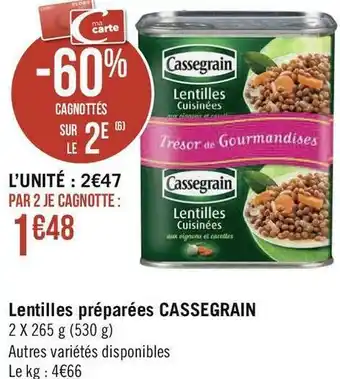 Géant Casino Cassegrain lentilles préparées offre