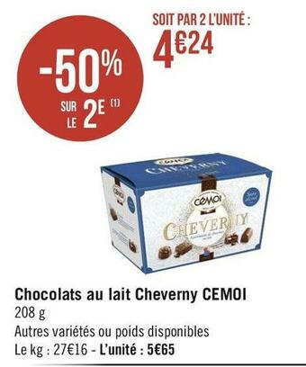 Géant Casino Cemoi chocolats au lait cheverny offre