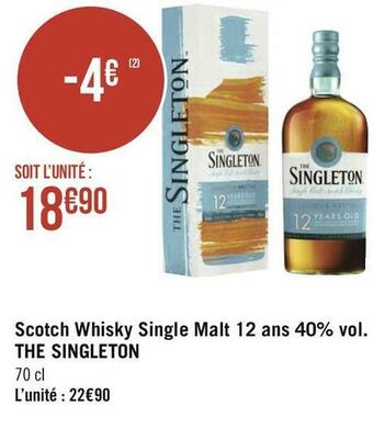 Géant Casino The singleton scotch whisky single malt 12 ans 40% vol. offre