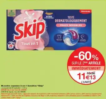 Monoprix Lessive capsules 3-en-1 Sensitive Skip offre