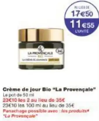 Monoprix Crème de jour Bio La Provençale offre