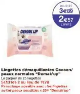 Monoprix Lingettes démaquillantes Cocoon/ peaux normales Demak'up offre