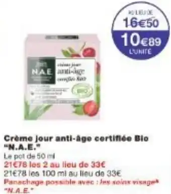 Monoprix Crème jour anti-age certifiée Blo N.A.E. offre