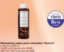 Monoprix Shampoing argan post coloration Korres offre