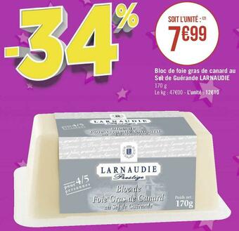 Géant Casino Jean larnaudie bloc de foie gras de canard au sel de guérande offre