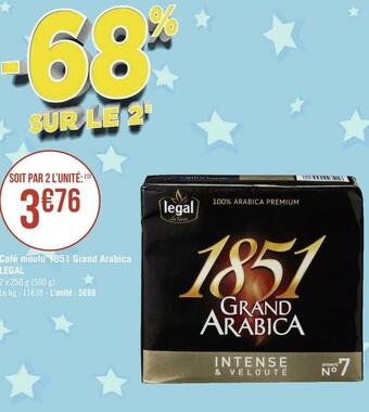 Géant Casino Legal café moulu 1851 grand arabica offre