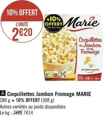Marie coquillettes jambon fromage