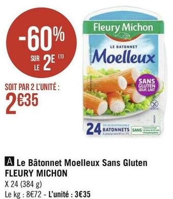 Géant Casino Fleury michon le bâtonnet moelleux sans gluten offre