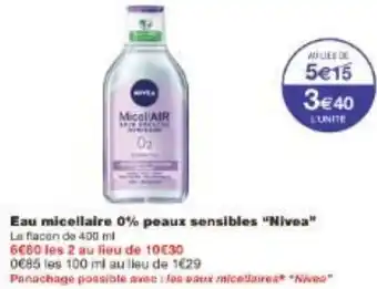 Monoprix Eau micellaire 0% peaux sensibles Nivea offre