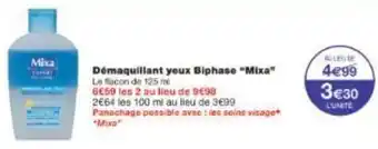 Monoprix Démaquillant yeux Biphase Mixa offre