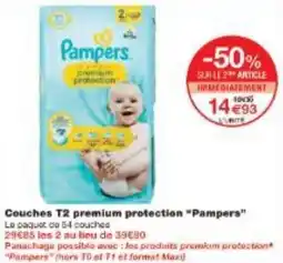 Monoprix Couches T2 premium protection Pampers offre