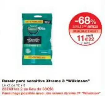 Monoprix Rasoir pure sensitive Xtreme 3 Wilkinson offre