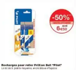 Monoprix Recharges pour roller Frixion Ball Pilot offre