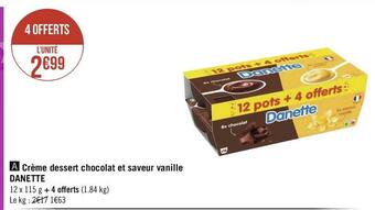 Danette crème dessert chocolat et saveur vanille