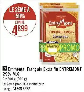 Entremont emmental français extra fin 29% m.g.