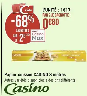 Géant Casino Casino papier cuisson 8 mètres offre
