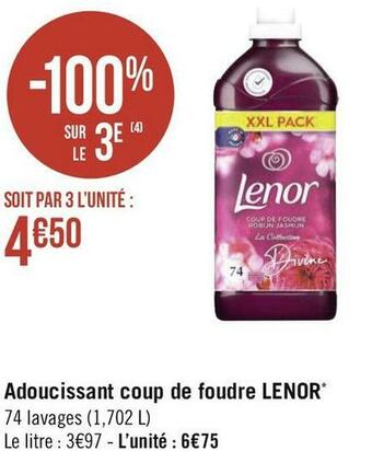 Géant Casino Lenor adoucissant coup de foudre* offre