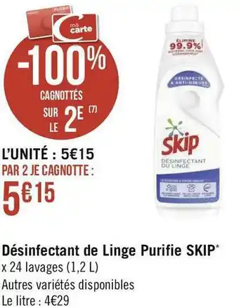 Géant Casino Skip désinfectant de linge purifie offre
