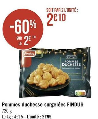 Géant Casino Findus pommes duchesse surgelées offre