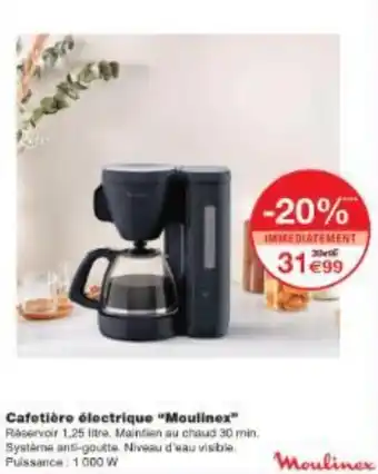 Monoprix Cafetière électrique Moulinex offre