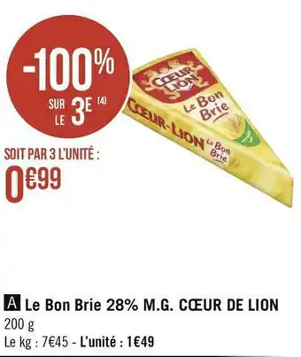 Cœur de lion le bon brie 28% m.g.
