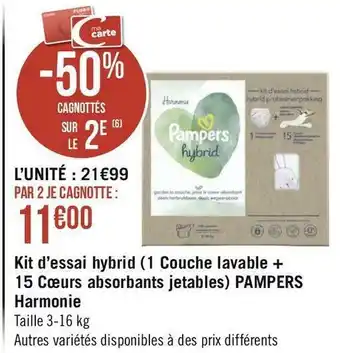 Pampers kit d’essai hybrid (1 couche lavable + 15 cœurs absorbants jetables)