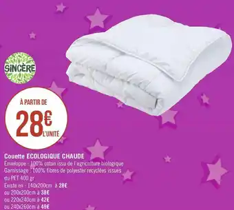 Géant Casino Sincere couette ecologique legere offre
