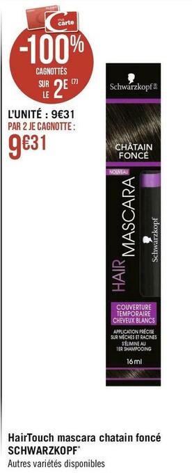 Géant Casino Schwarzkopf hairtouch mascara chatain foncé offre