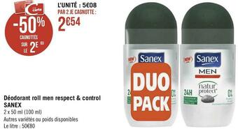 Sanex déodorant roll men respect & control