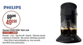 Géant Casino Philips senseo csa210/61 noir mat offre