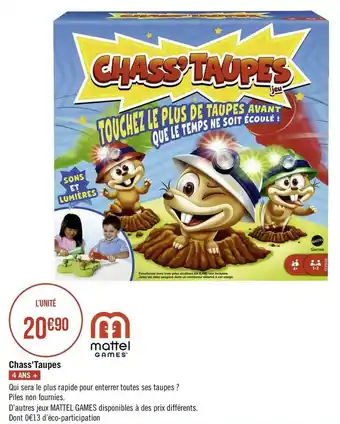 Géant Casino Mattel games chass'taupes offre