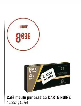 Géant Casino Carte noire café moulu pur arabica offre