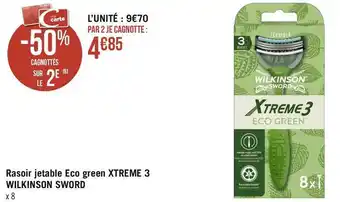 Géant Casino Wilkinson rasoir jetable eco green xtreme 3 sword offre