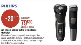 Géant Casino Philips set rasoir series 3000 et tondeuse offre