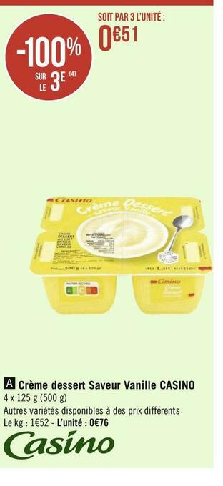 Géant Casino Casino crème dessert saveur vanille offre