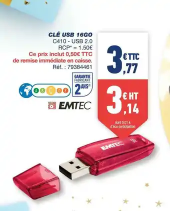 Bureau Vallée Emtec clé usb 1600 offre