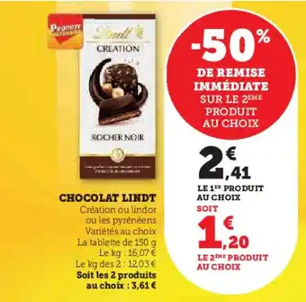 Super U Chocolat lindt offre