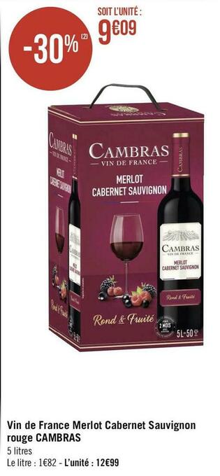 Cambras vin de france merlot cabernet sauvignon rouge