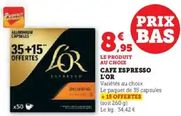 Super U Cafe espresso l'or offre