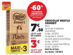 Super U Chocolat nestle dessert offre