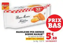 Super U Madeleine pur beurre bonne maman offre