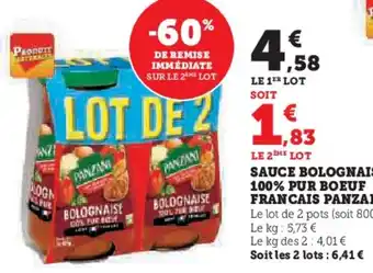 Super U Sauce bolognaise 100% pur boeuf francais panzani offre