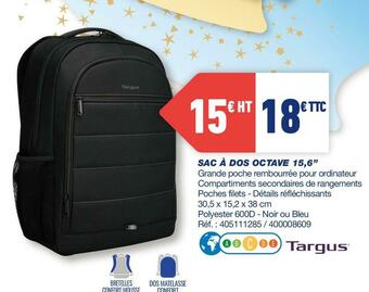 Bureau Vallée Sac à dos octave 15,6’’ offre