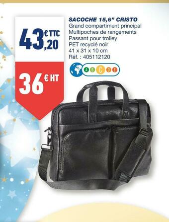 Bureau Vallée Sacoche 15,6’’ cristo offre