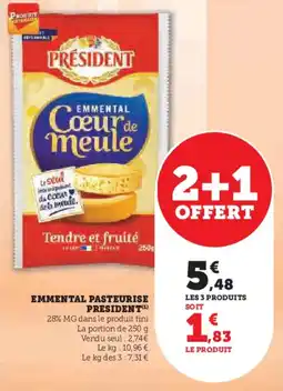 Super U Emmental pasteurise president offre