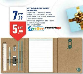 Bureau Vallée Carpentras sign kit de bureau kraft «canage» offre