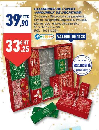 Bureau Vallée Calendrier de l’avent «amoureux de l’écriture» offre