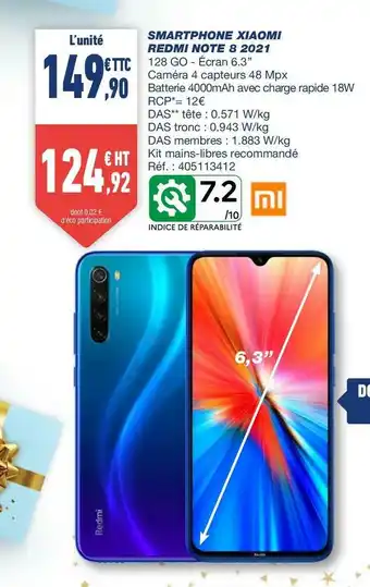 Bureau Vallée Xiaomi smartphone redmi note 8 2021 offre
