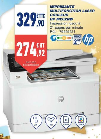 Bureau Vallée Hp imprimante multifonction laser couleur m282nw offre